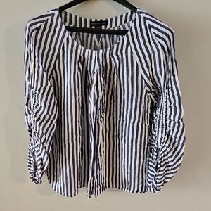 Elegant Navy and White Striped Women's Blouse
